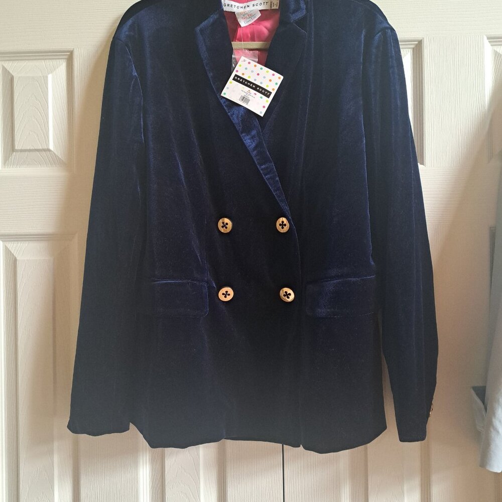 Gretchen Scott  Chic Velvet Navy Blazer-NWT